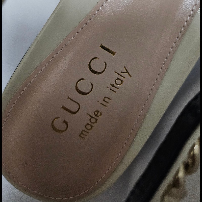 Gucci slingback gucci logo 鏈條尖頭平底鞋 全新36碼-10