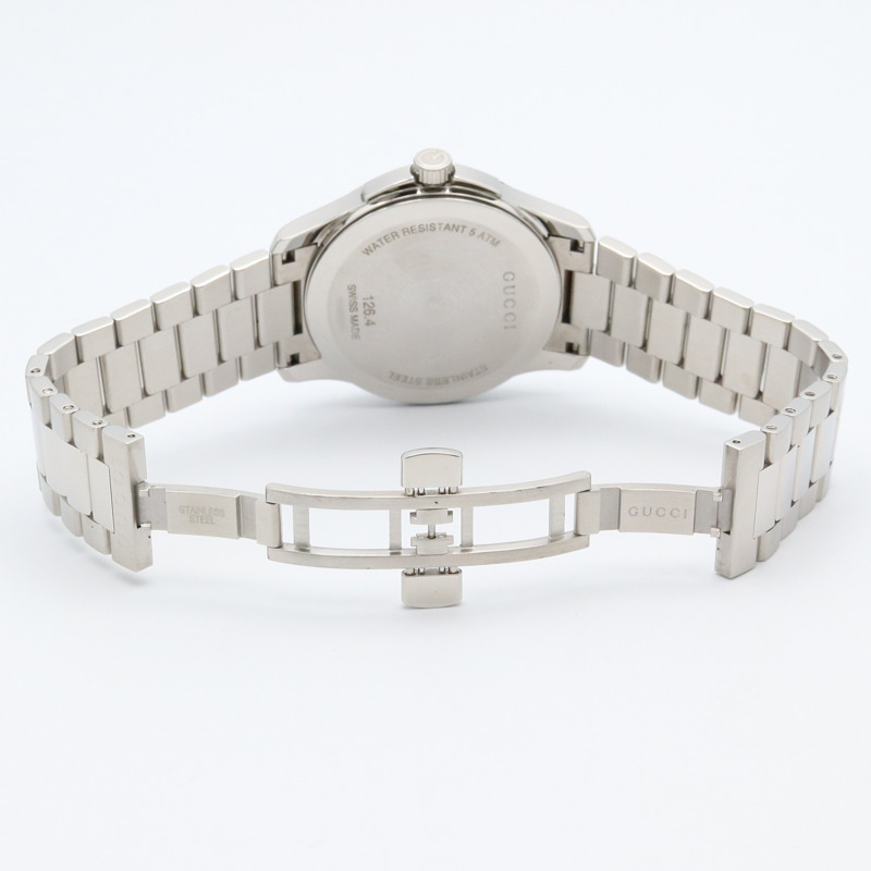 Gucci G-Timeless 男士不鏽鋼腕錶，白色，尺寸 126.4-3