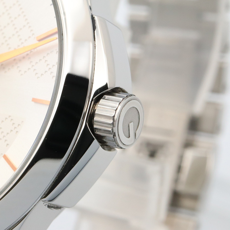 Gucci G-Timeless 男士不鏽鋼腕錶，白色，尺寸 126.4-5