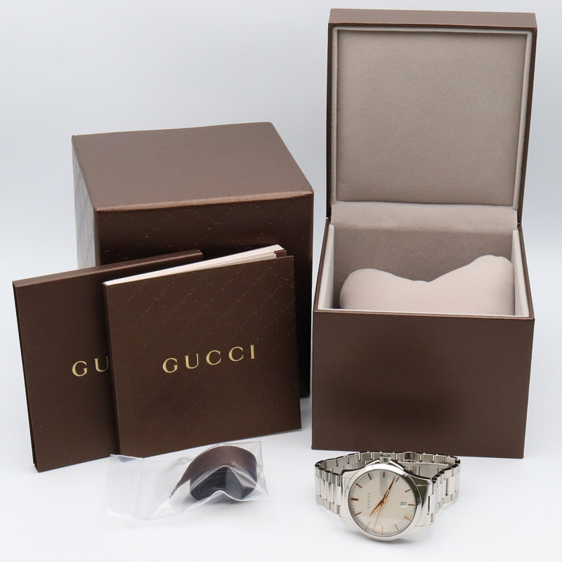 Gucci G-Timeless 男士不鏽鋼腕錶，白色，尺寸 126.4-9