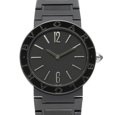 寶格麗女士腕錶，精鋼錶殼，黑色DLC塗層，黑色，BB33S