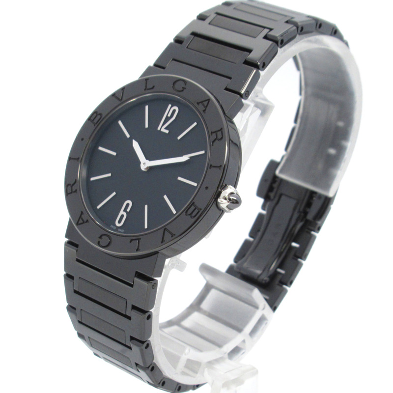 寶格麗女士腕錶，精鋼錶殼，黑色DLC塗層，黑色，BB33S-1