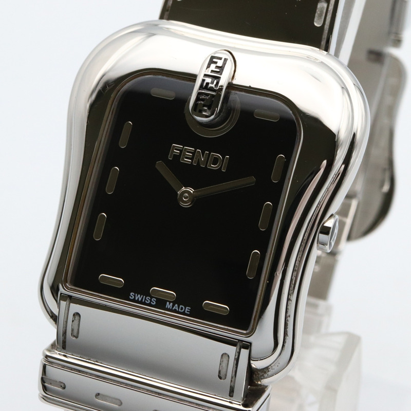 芬迪 (Fendi) 扣環圖案腕錶，不鏽鋼材質，女士款，黑色，3800克-2