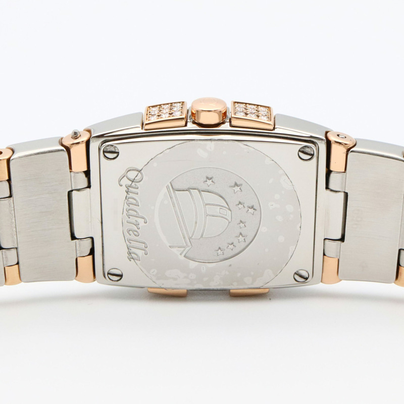 歐米茄星座系列迷你四方鑲鑽錶圈多寶石腕錶，18K玫瑰金（玫瑰金），不鏽鋼，鑽石，白色錶殼，女士款，1283.79-4