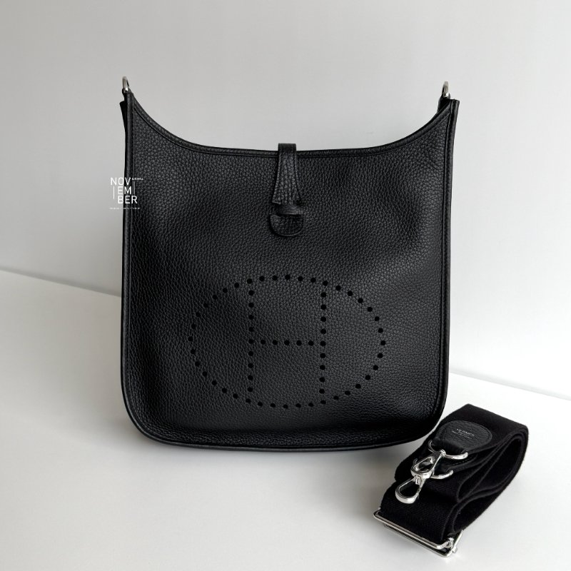 閒置新✨Hermès 愛馬仕 Evelyne 29 黑色銀釦-0