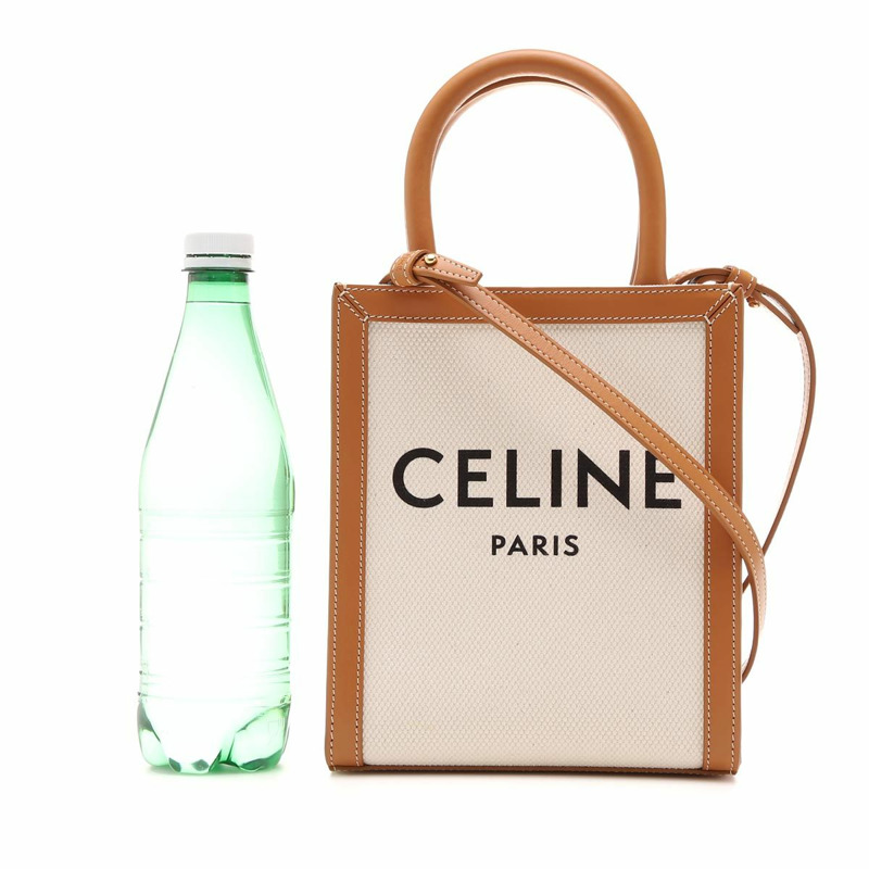 CELINE 迷你 Cabas 手袋，Triomphe 帆布和小牛皮材質，貨號 193302BNZ 02NT-1