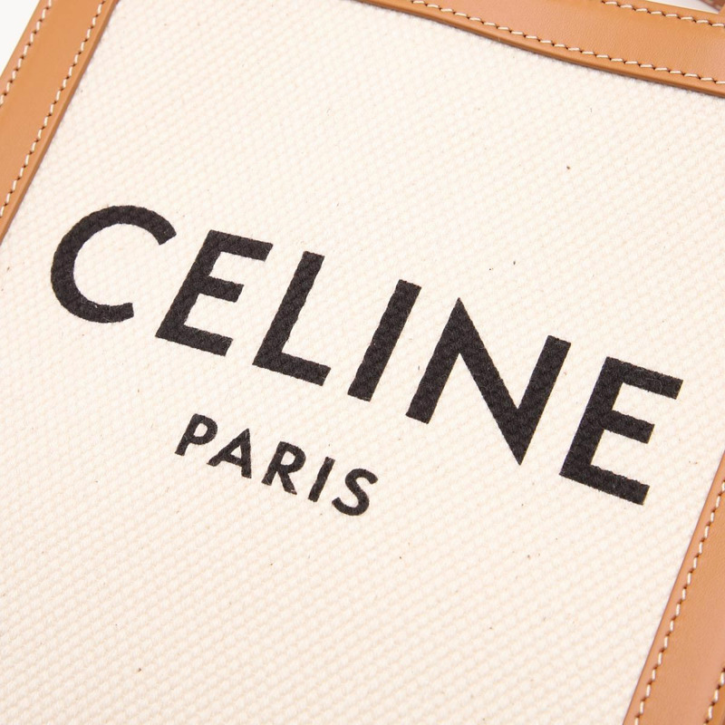 CELINE 迷你 Cabas 手袋，Triomphe 帆布和小牛皮材質，貨號 193302BNZ 02NT-6