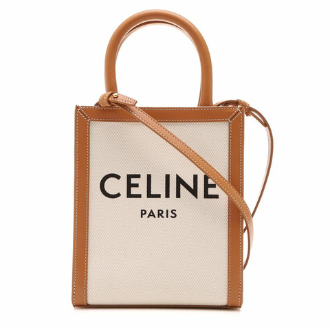 CELINE 迷你 Cabas 手袋，Triomphe 帆布和小牛皮材質，貨號 193302BNZ 02NT