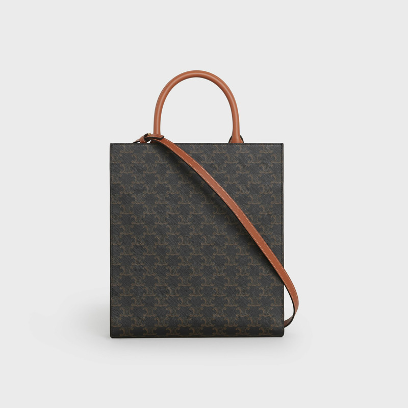 CELINE 小號 Cabas Vertical 手提包，Triomphe 帆布和小牛皮材質，貨號 191542BZK.04LU-2