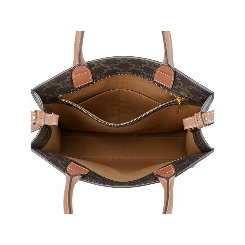 CELINE 小號 Cabas Vertical 手提包，Triomphe 帆布和小牛皮材質，貨號 191542BZK.04LU-5