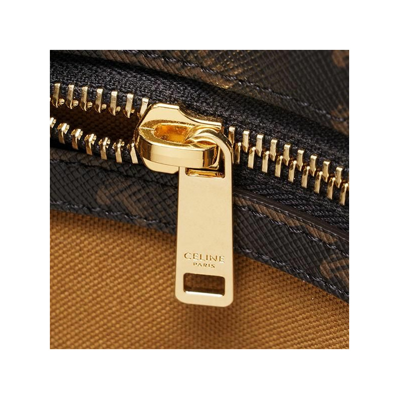 CELINE 小號 Cabas Vertical 手提包，Triomphe 帆布和小牛皮材質，貨號 191542BZK.04LU-6