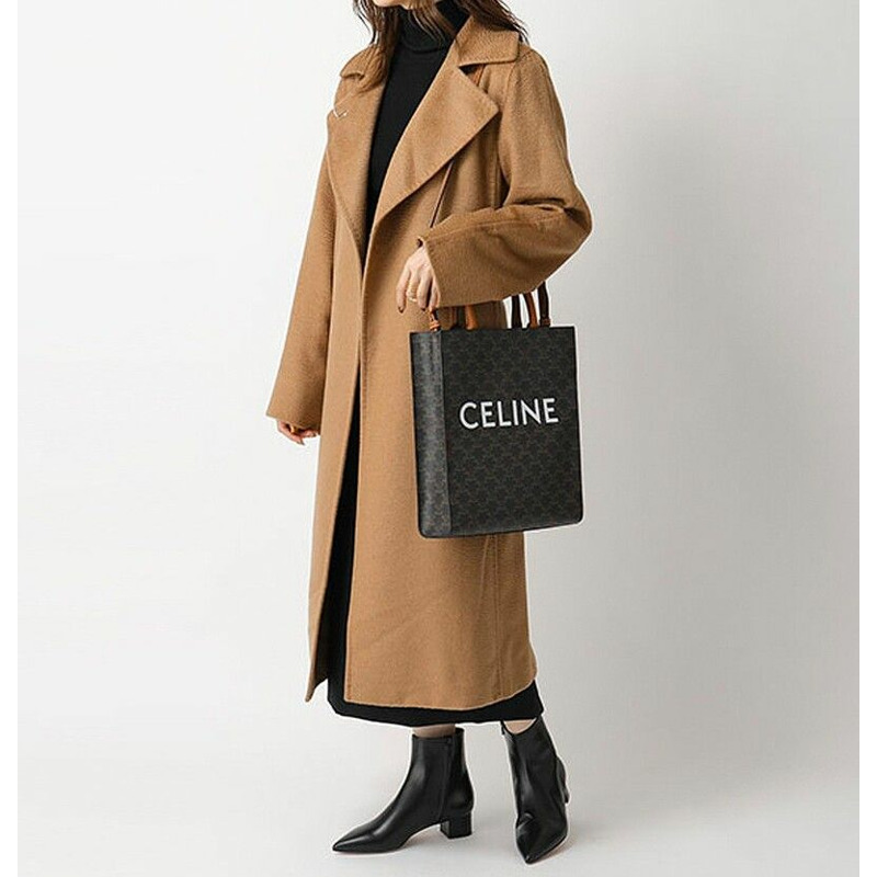 CELINE 小號 Cabas Vertical 手提包，Triomphe 帆布和小牛皮材質，貨號 191542BZK.04LU-8