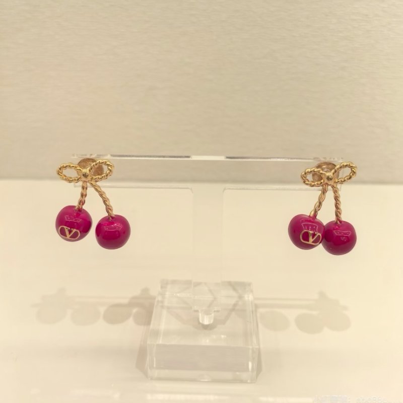 🎉新品好折扣✨Valentino 金屬琺瑯櫻桃造型耳環 古黃銅色/紅色-3