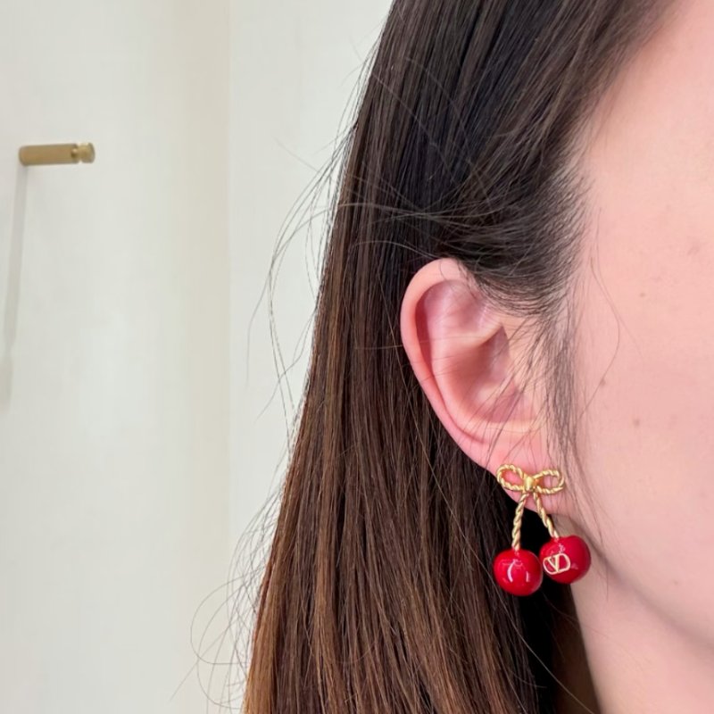 🎉新品好折扣✨Valentino 金屬琺瑯櫻桃造型耳環 古黃銅色/紅色-7
