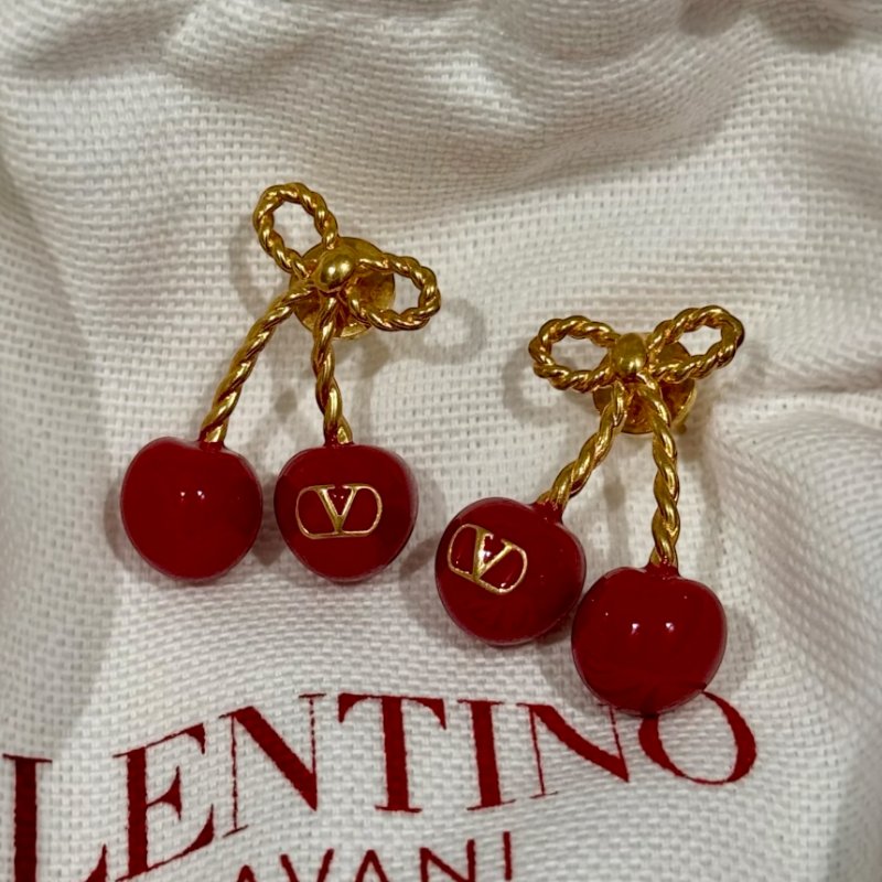 🎉新品好折扣✨Valentino 金屬琺瑯櫻桃造型耳環 古黃銅色/紅色-12