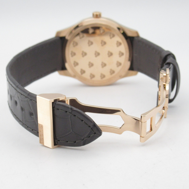Gucci G-Timeless Dancing Bee腕錶，18K玫瑰金皮革錶帶，男士，棕色，717070 IDLA0 8599-5