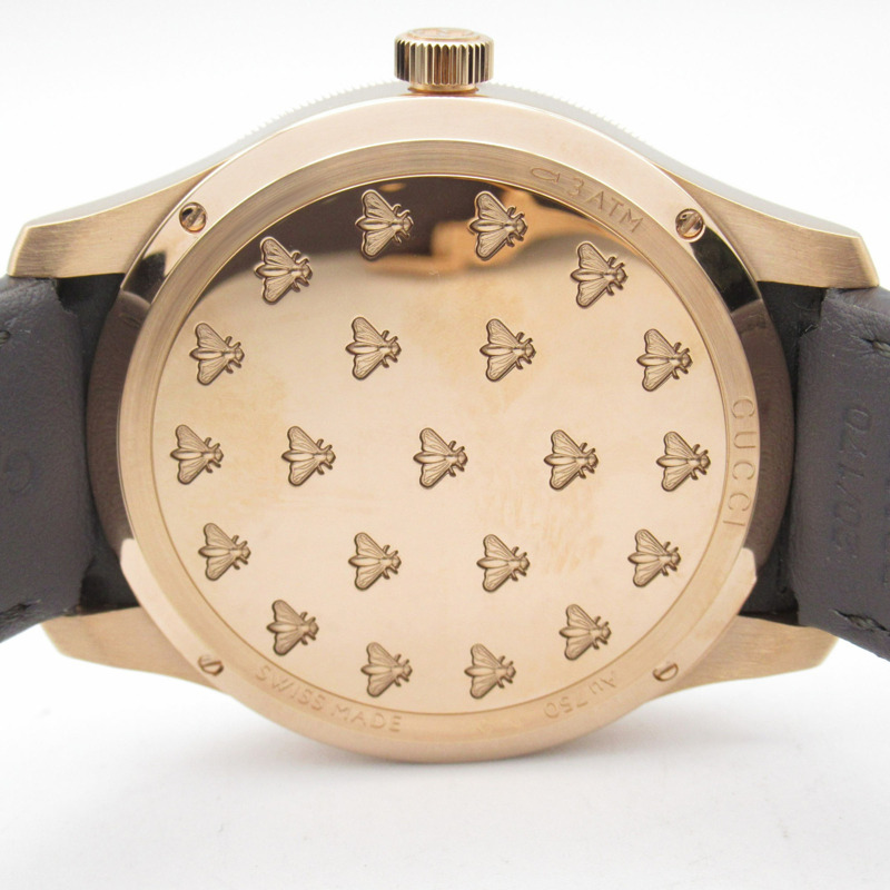 Gucci G-Timeless Dancing Bee腕錶，18K玫瑰金皮革錶帶，男士，棕色，717070 IDLA0 8599-6