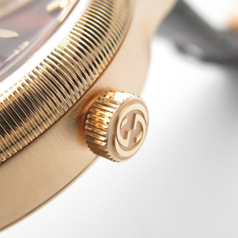 Gucci G-Timeless Dancing Bee腕錶，18K玫瑰金皮革錶帶，男士，棕色，717070 IDLA0 8599-7