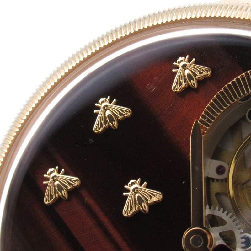 Gucci G-Timeless Dancing Bee腕錶，18K玫瑰金皮革錶帶，男士，棕色，717070 IDLA0 8599-13