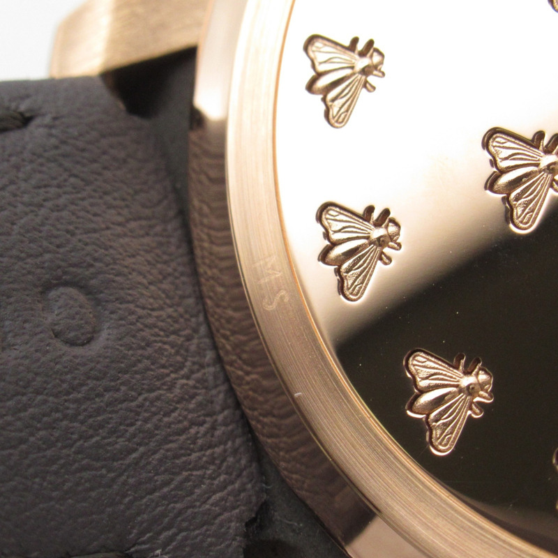 Gucci G-Timeless Dancing Bee腕錶，18K玫瑰金皮革錶帶，男士，棕色，717070 IDLA0 8599-21