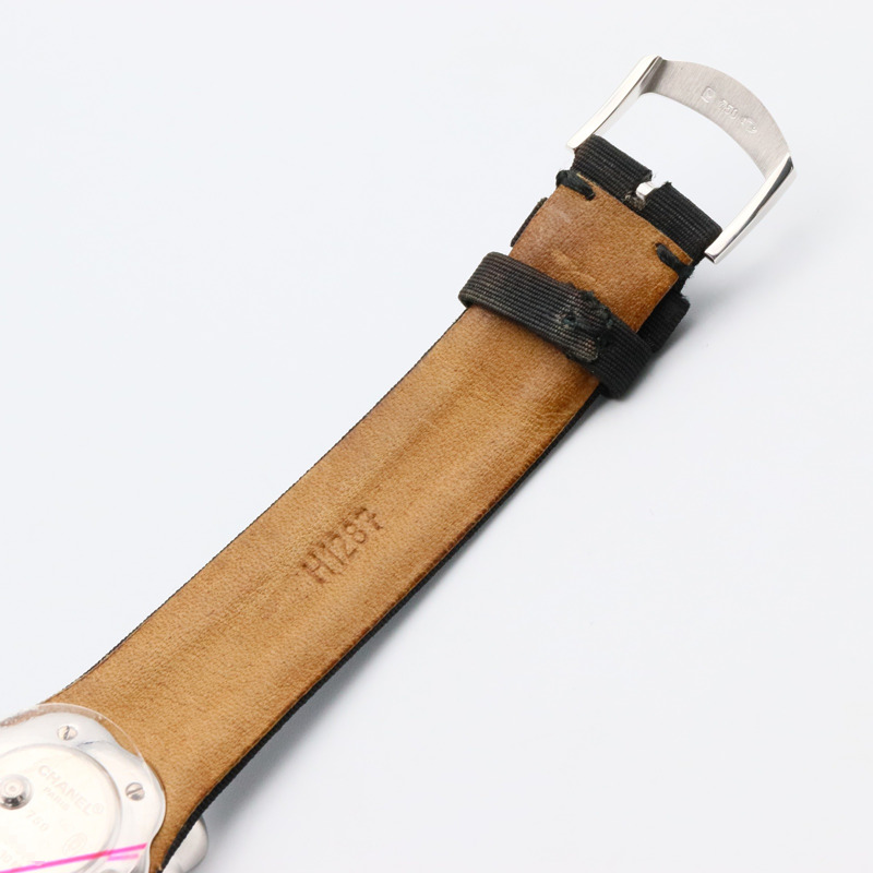 香奈兒山茶花腕錶，18K白金，皮革錶帶，鑲鑽，女士，銀色，H1190-13