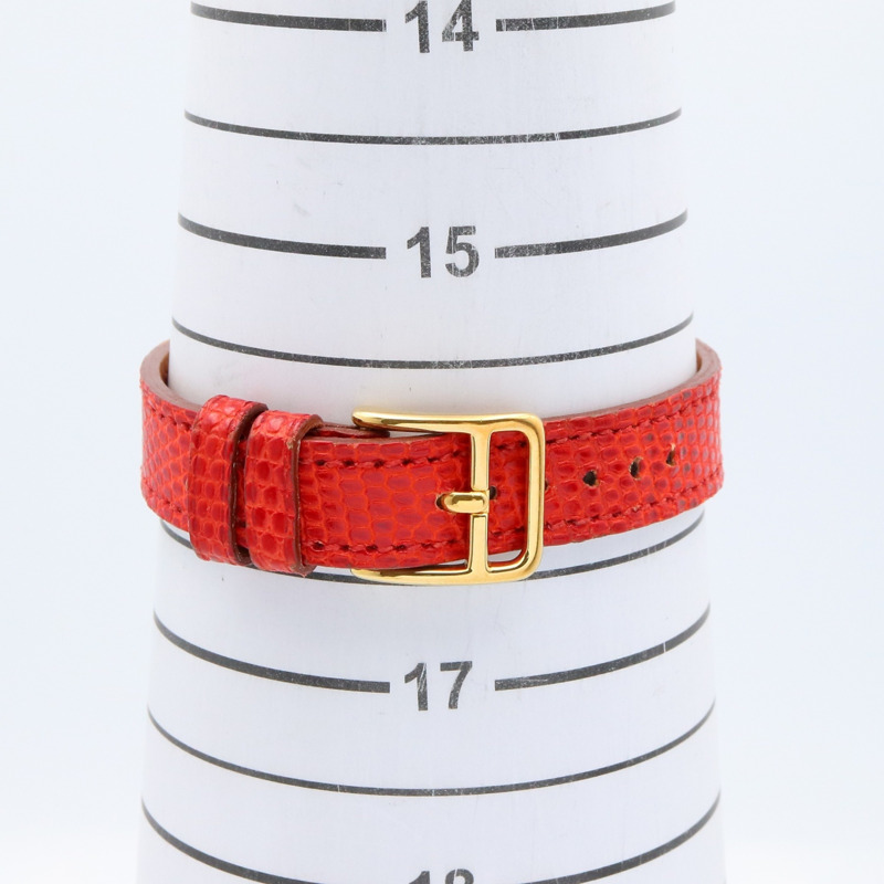 愛馬仕 Kelly 女士腕錶，鍍金款，皮革錶帶，紅色，KE1.201-5