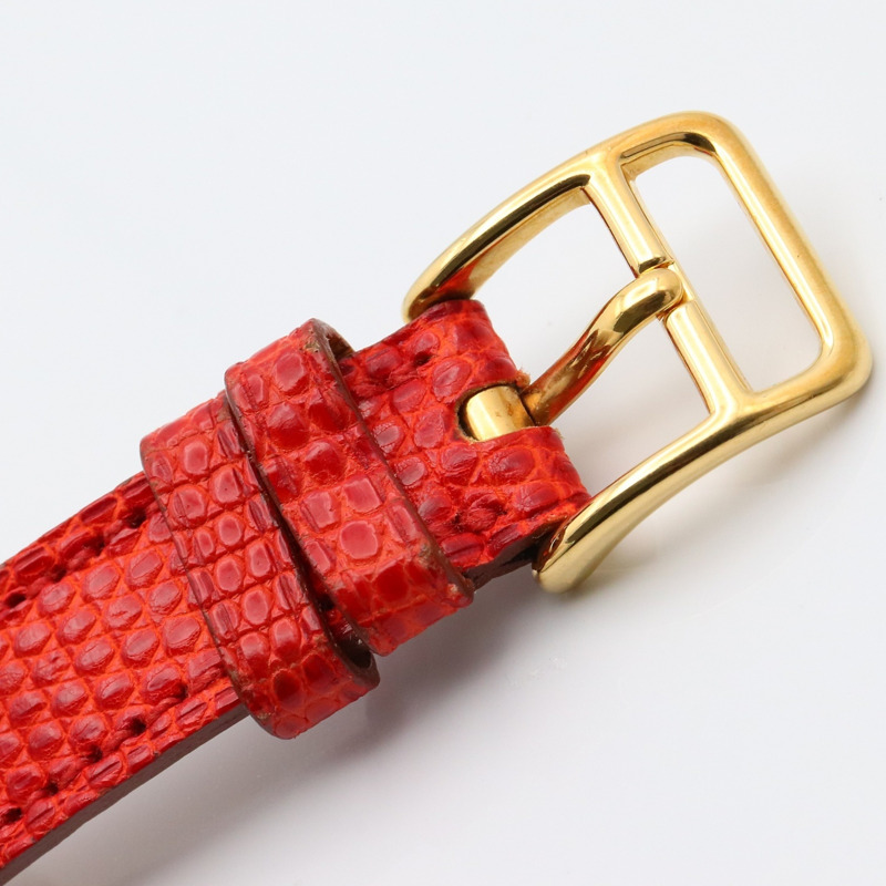 愛馬仕 Kelly 女士腕錶，鍍金款，皮革錶帶，紅色，KE1.201-11