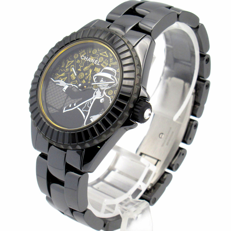 香奈兒 Mademoiselle J12 Couture 陶瓷男士腕錶，黑色，H9761-1