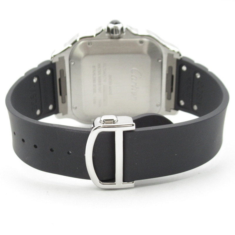 卡地亞 Santos de Chronograph XL 男士腕錶，不鏽鋼錶殼，橡膠錶帶，灰色 (WSSA0078)-3