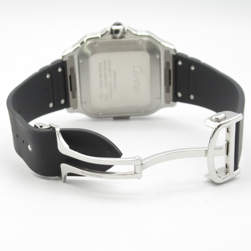 卡地亞 Santos de Chronograph XL 男士腕錶，不鏽鋼錶殼，橡膠錶帶，灰色 (WSSA0078)-4