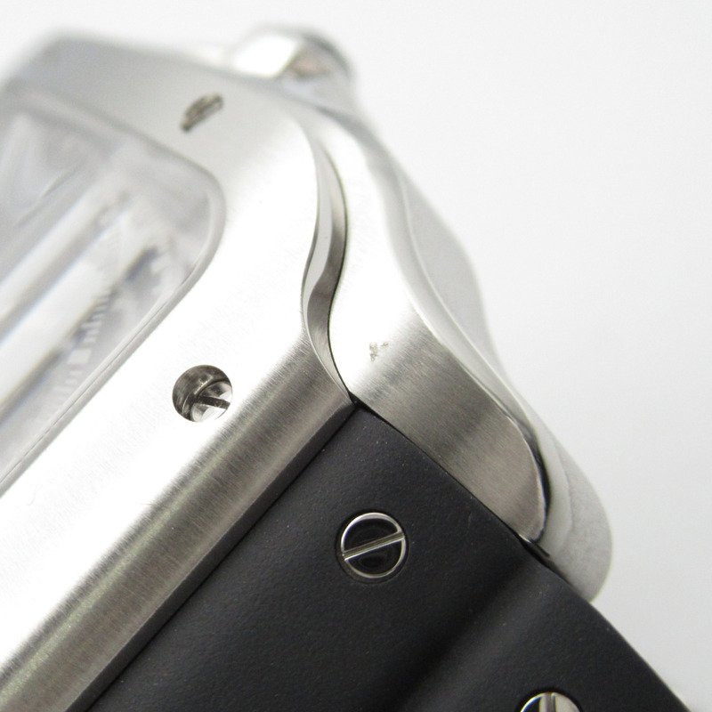 卡地亞 Santos de Chronograph XL 男士腕錶，不鏽鋼錶殼，橡膠錶帶，灰色 (WSSA0078)-14