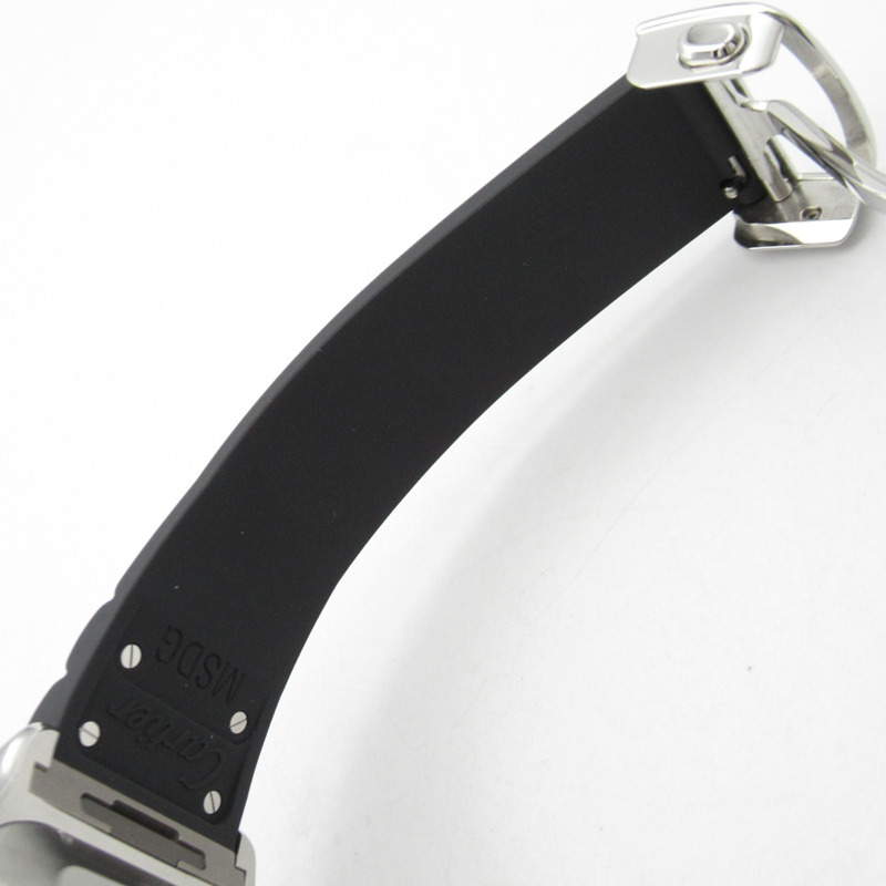 卡地亞 Santos de Chronograph XL 男士腕錶，不鏽鋼錶殼，橡膠錶帶，灰色 (WSSA0078)-20