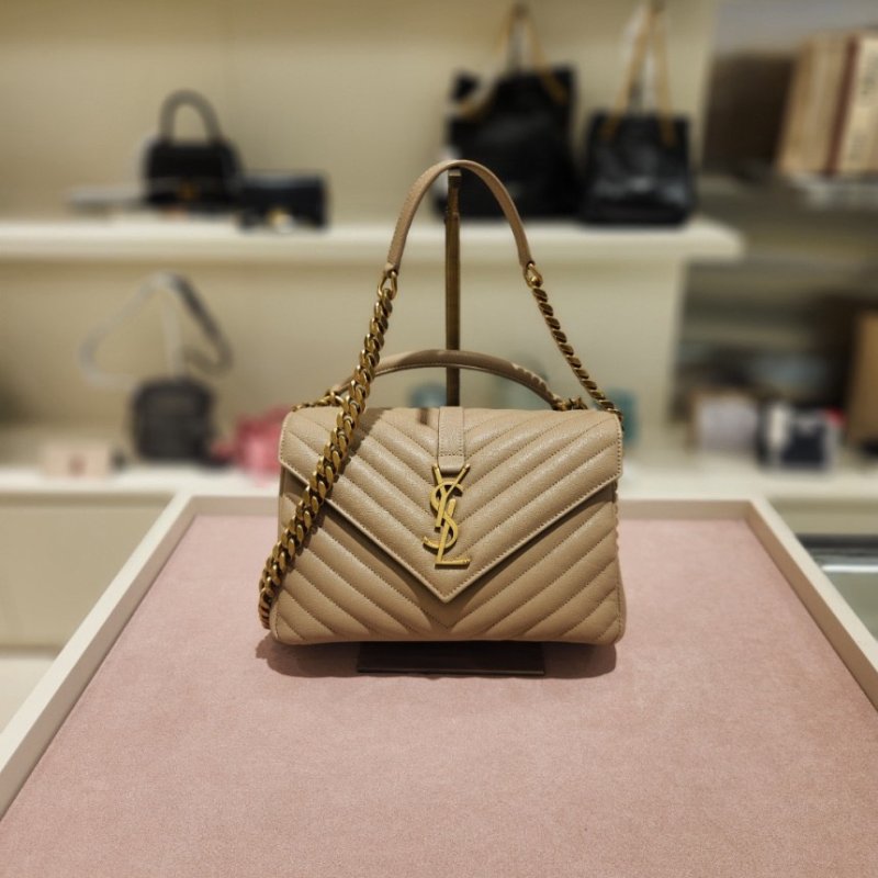 🎉新品好折扣✨Saint Laurent YSL 中款 College 金鏈學院包 乾燥玫瑰色﻿-2