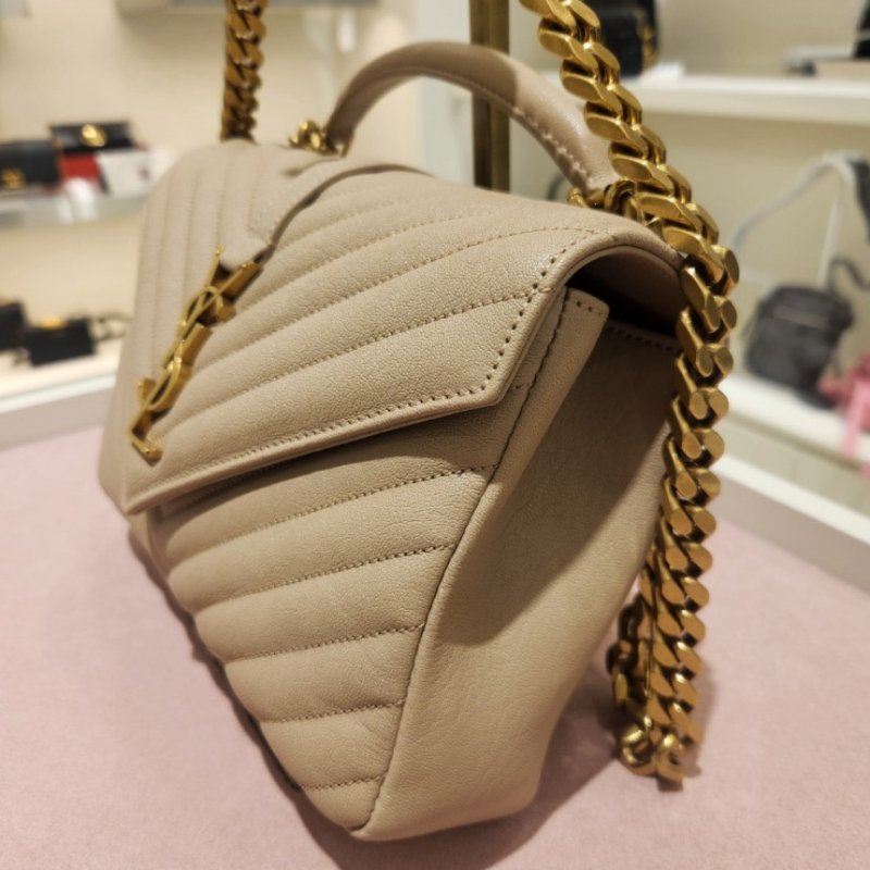 🎉新品好折扣✨Saint Laurent YSL 中款 College 金鏈學院包 乾燥玫瑰色﻿-3