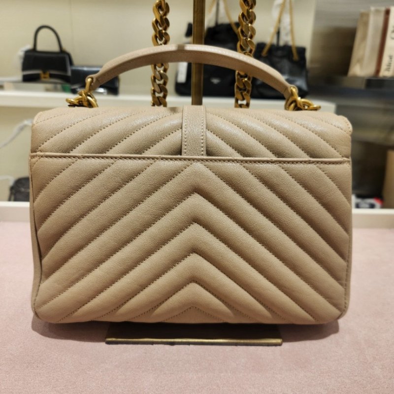 🎉新品好折扣✨Saint Laurent YSL 中款 College 金鏈學院包 乾燥玫瑰色﻿-4