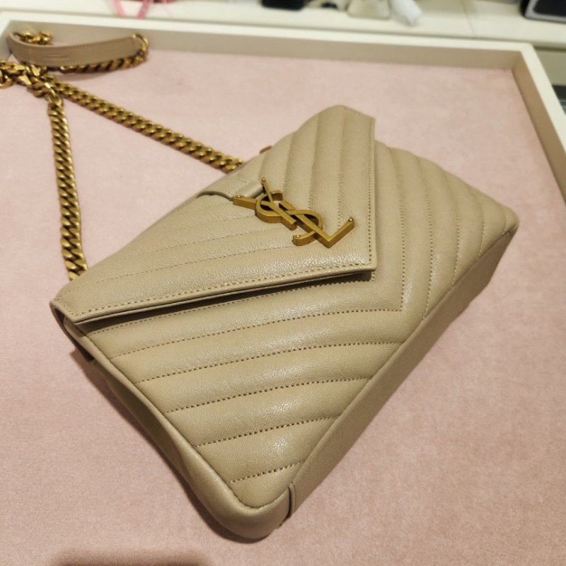 🎉新品好折扣✨Saint Laurent YSL 中款 College 金鏈學院包 乾燥玫瑰色﻿-6
