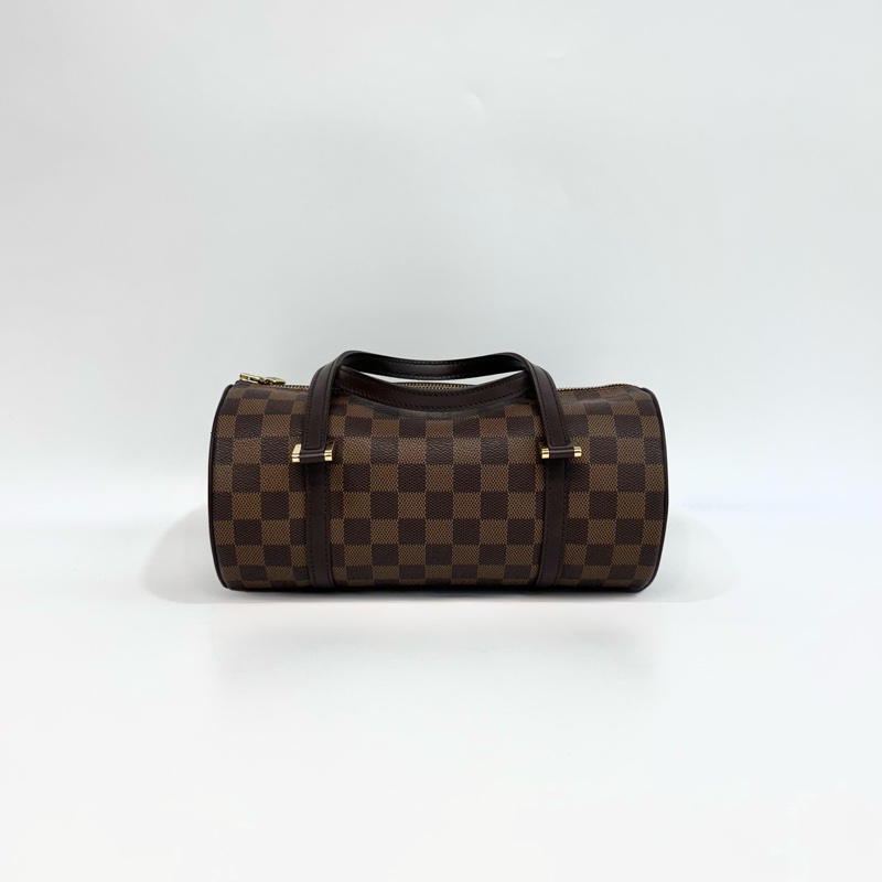 🔥路易威登圓筒包26LV咖棋盤格金釦Papillon PM圓筒包 N51304-4