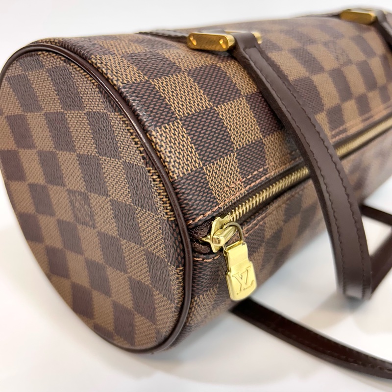 🔥路易威登圓筒包26LV咖棋盤格金釦Papillon PM圓筒包 N51304-16