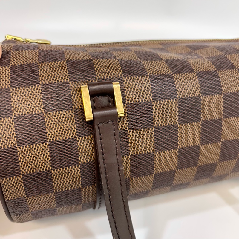 🔥路易威登圓筒包26LV咖棋盤格金釦Papillon PM圓筒包 N51304-17