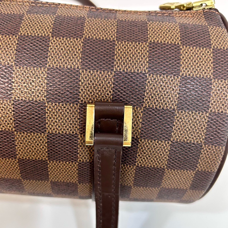 🔥路易威登圓筒包26LV咖棋盤格金釦Papillon PM圓筒包 N51304-20