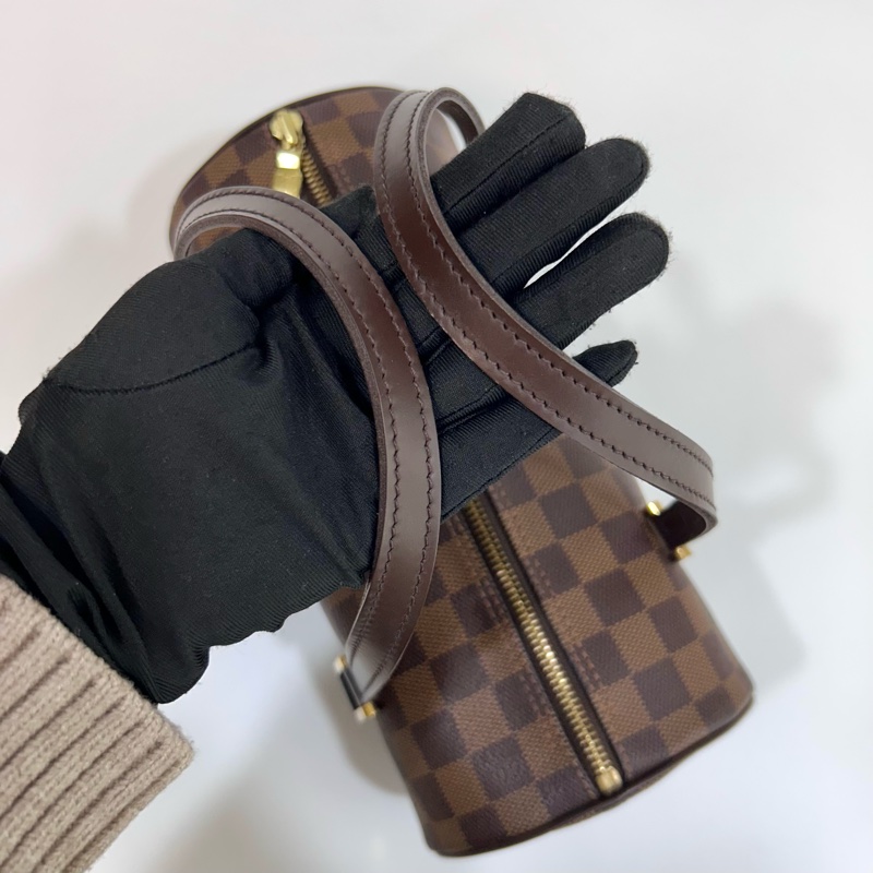 🔥路易威登圓筒包26LV咖棋盤格金釦Papillon PM圓筒包 N51304-21