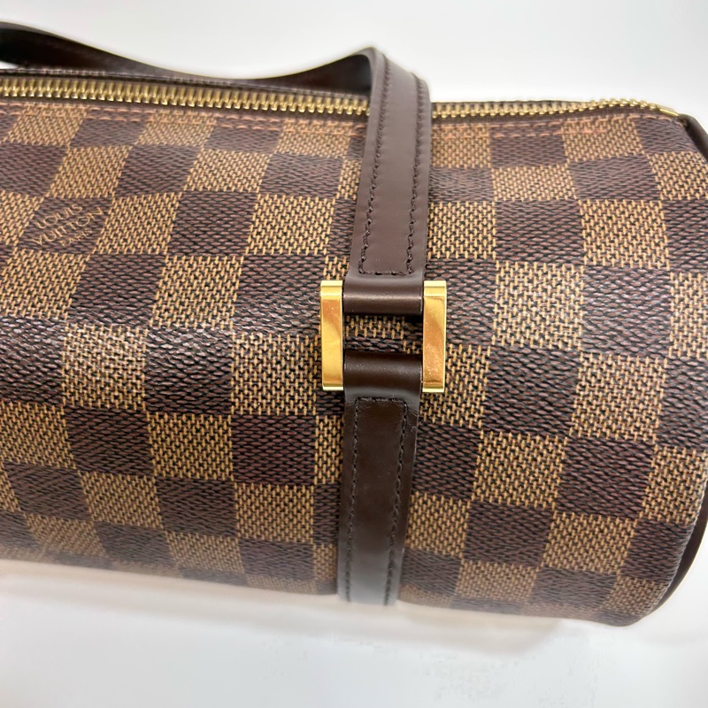 🔥路易威登圓筒包26LV咖棋盤格金釦Papillon PM圓筒包 N51304-22