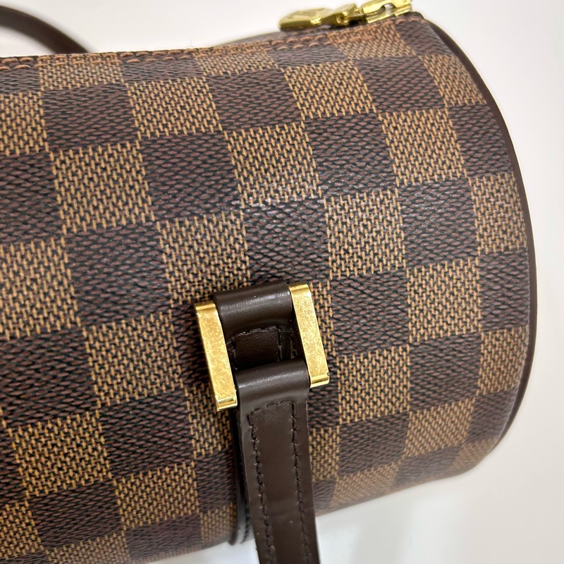 🔥路易威登圓筒包26LV咖棋盤格金釦Papillon PM圓筒包 N51304-25