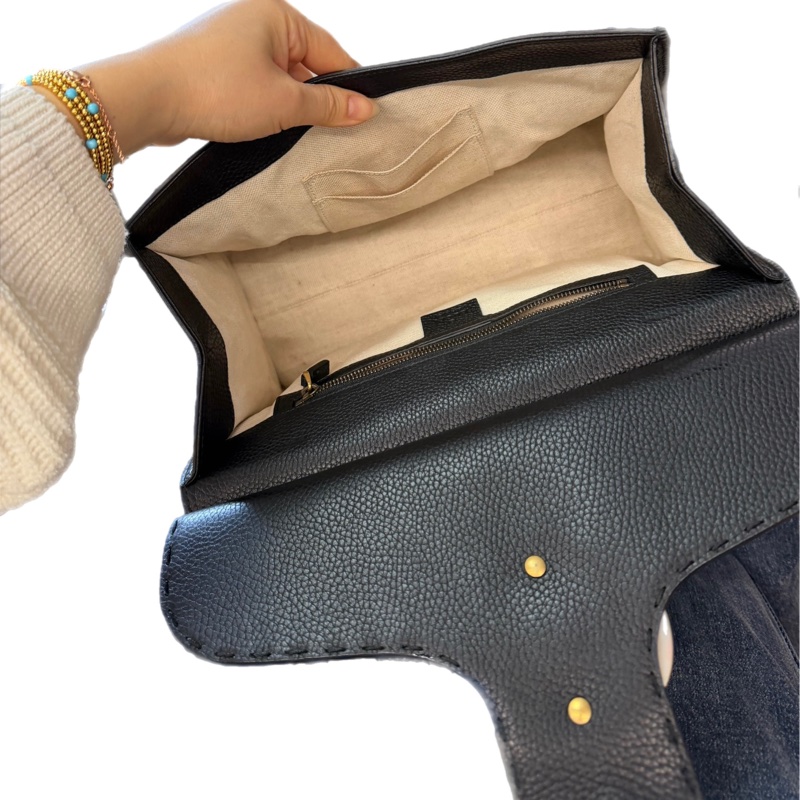 Gucci 斜背包 黑色牛皮 金釦-15