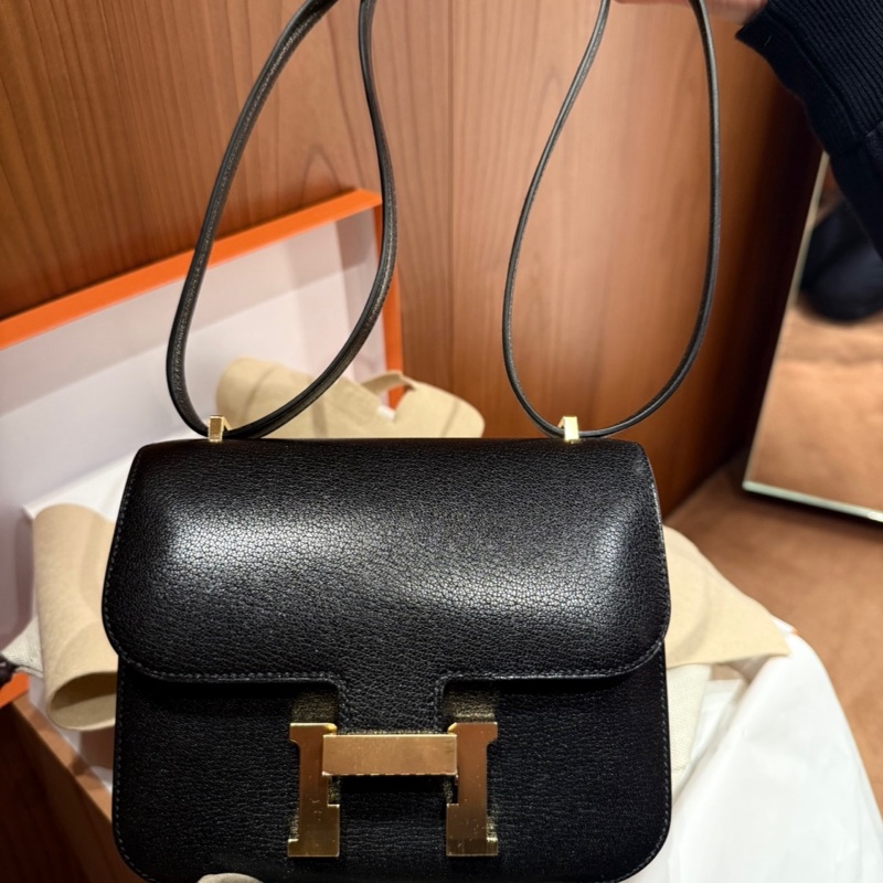 愛馬仕Hermes康康Constance mini 19 黑金W刻-0