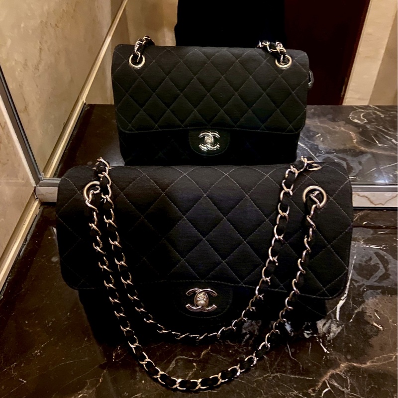 Chanel 雙子星雙面銀扣鏈條CF25 佳績布肩背包 雙面Logo稀有老香!! CP值超高的CF25!!!-1