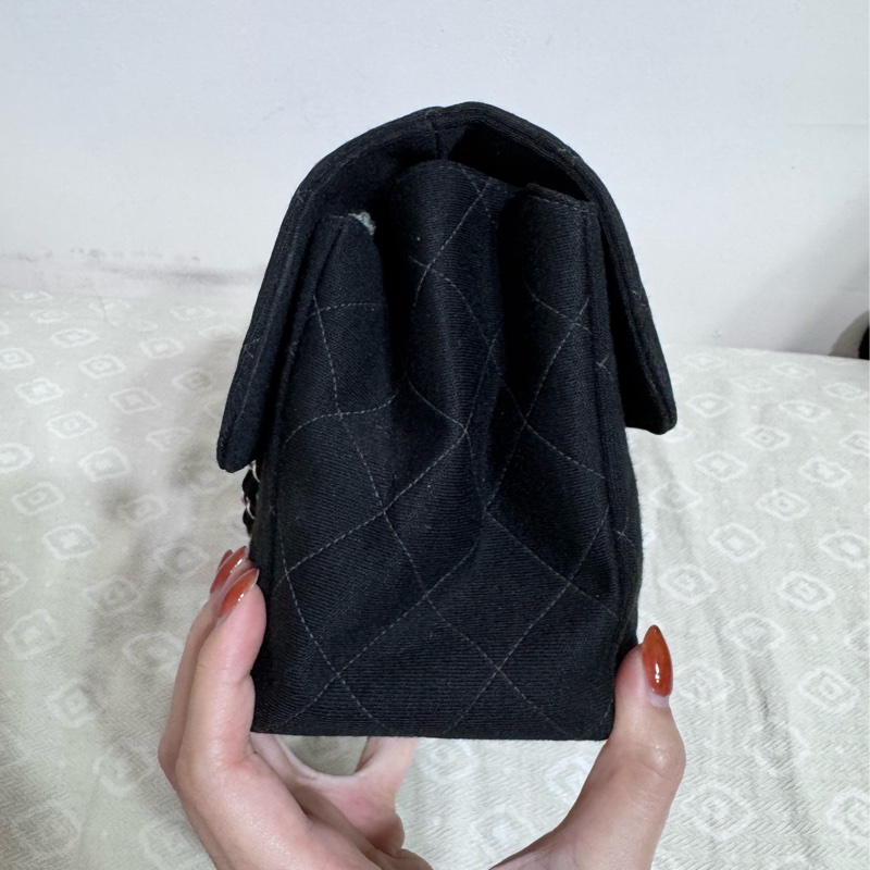 Chanel 雙子星雙面銀扣鏈條CF25 佳績布肩背包 雙面Logo稀有老香!! CP值超高的CF25!!!-3