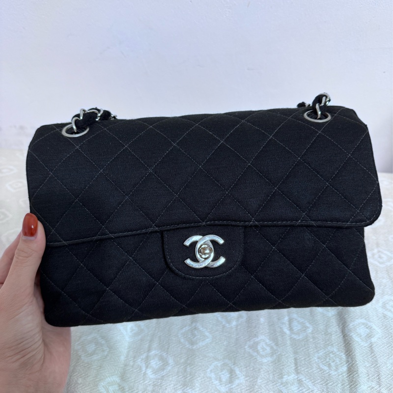 Chanel 雙子星雙面銀扣鏈條CF25 佳績布肩背包 雙面Logo稀有老香!! CP值超高的CF25!!!-6