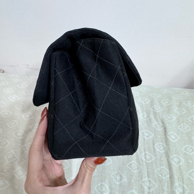 Chanel 雙子星雙面銀扣鏈條CF25 佳績布肩背包 雙面Logo稀有老香!! CP值超高的CF25!!!-15