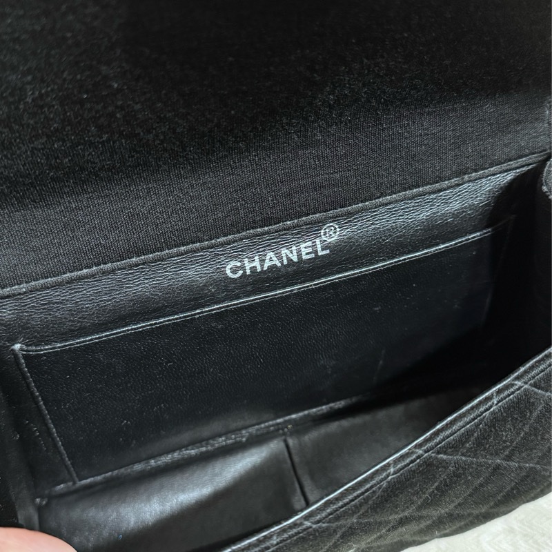 Chanel 雙子星雙面銀扣鏈條CF25 佳績布肩背包 雙面Logo稀有老香!! CP值超高的CF25!!!-18